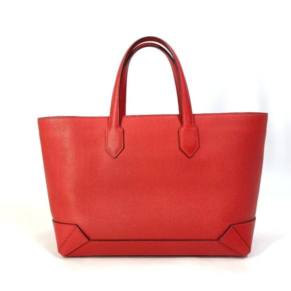 Auth HERMES maxi box cover 30 Hand Bag Tote Bag Evercolor / Epsom Red - Picture 7 of 14